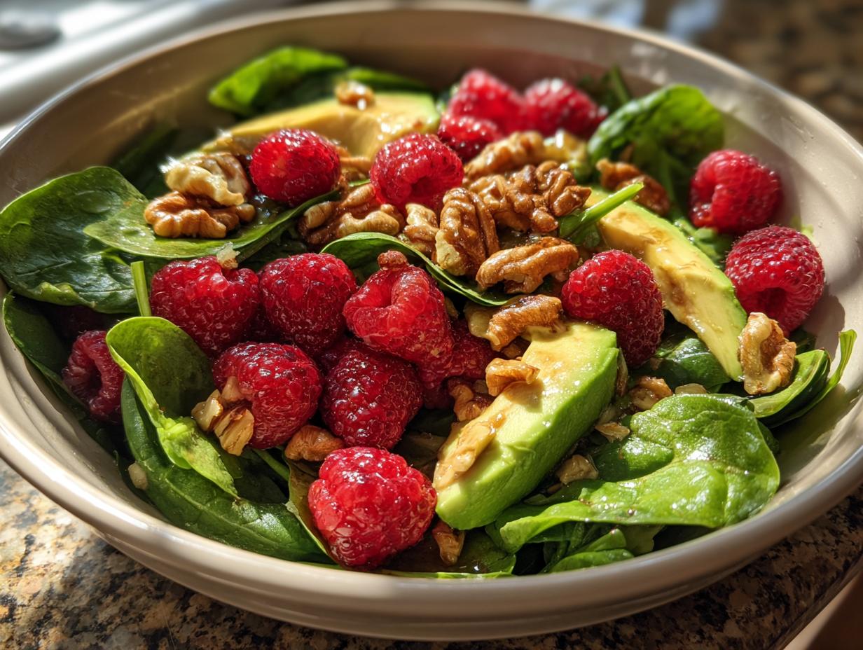 Amazing 10-Min Raspberry-Spinach Salad