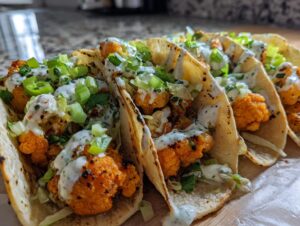 Buffalo cauliflower tacos