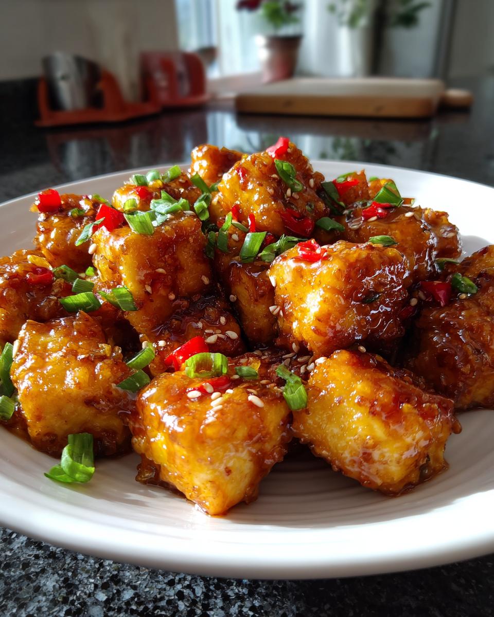 Honey soy glazed tofu - detail 1