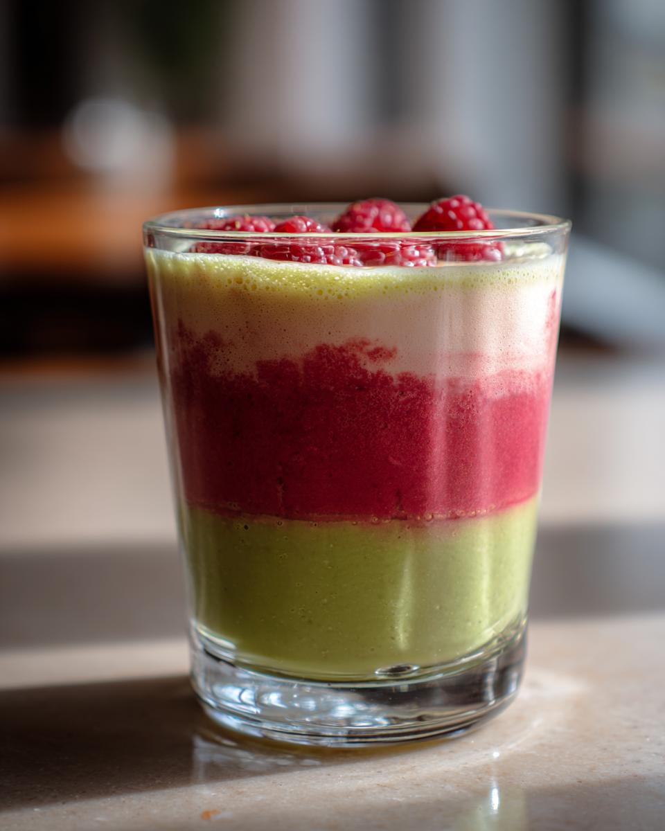 Raspberry matcha smoothie - detail 1
