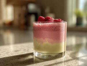 Raspberry matcha smoothie