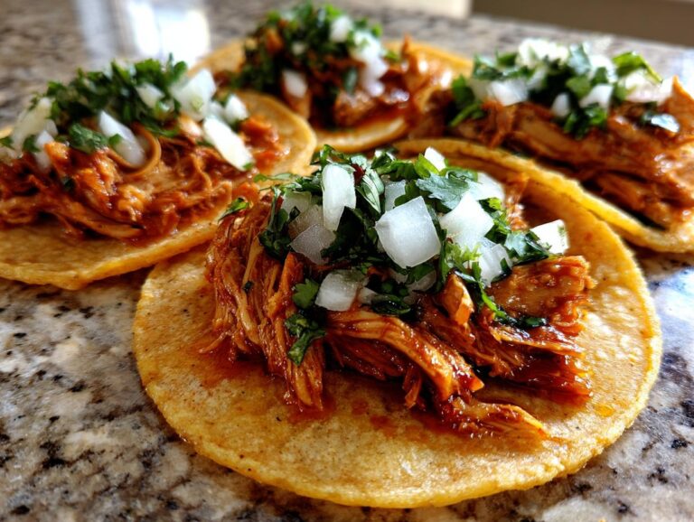 Shredded chicken tacos