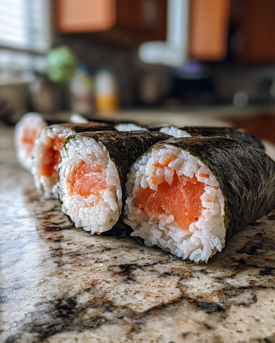 Spicy salmon sushi rolls - detail 1