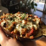Stuffed eggplant boats