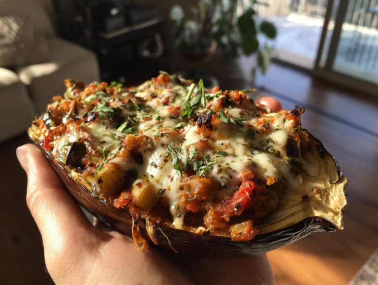 Stuffed eggplant boats