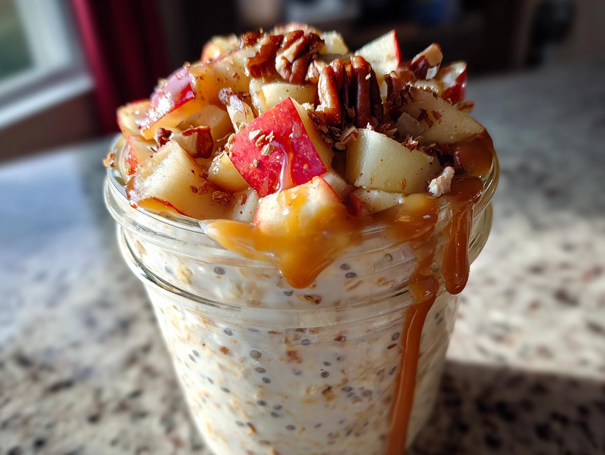 Caramel apple overnight oats: 5-Min Guilt-Free Jar