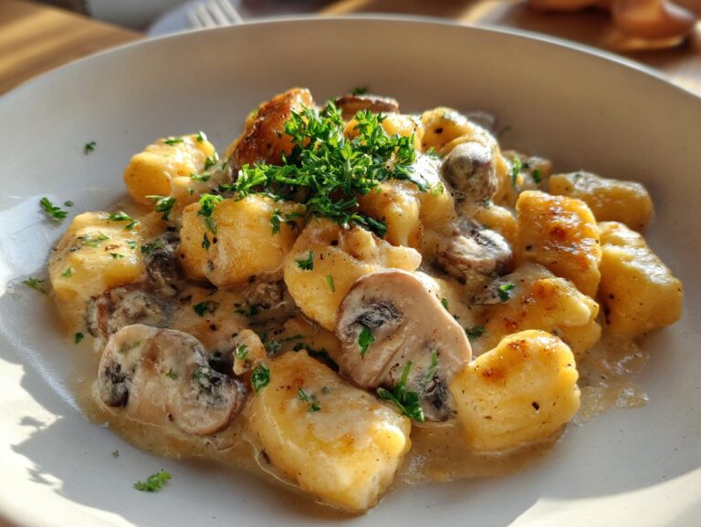 Creamy mushroom gnocchi