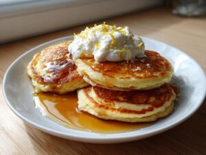 Lemon yogurt pancakes